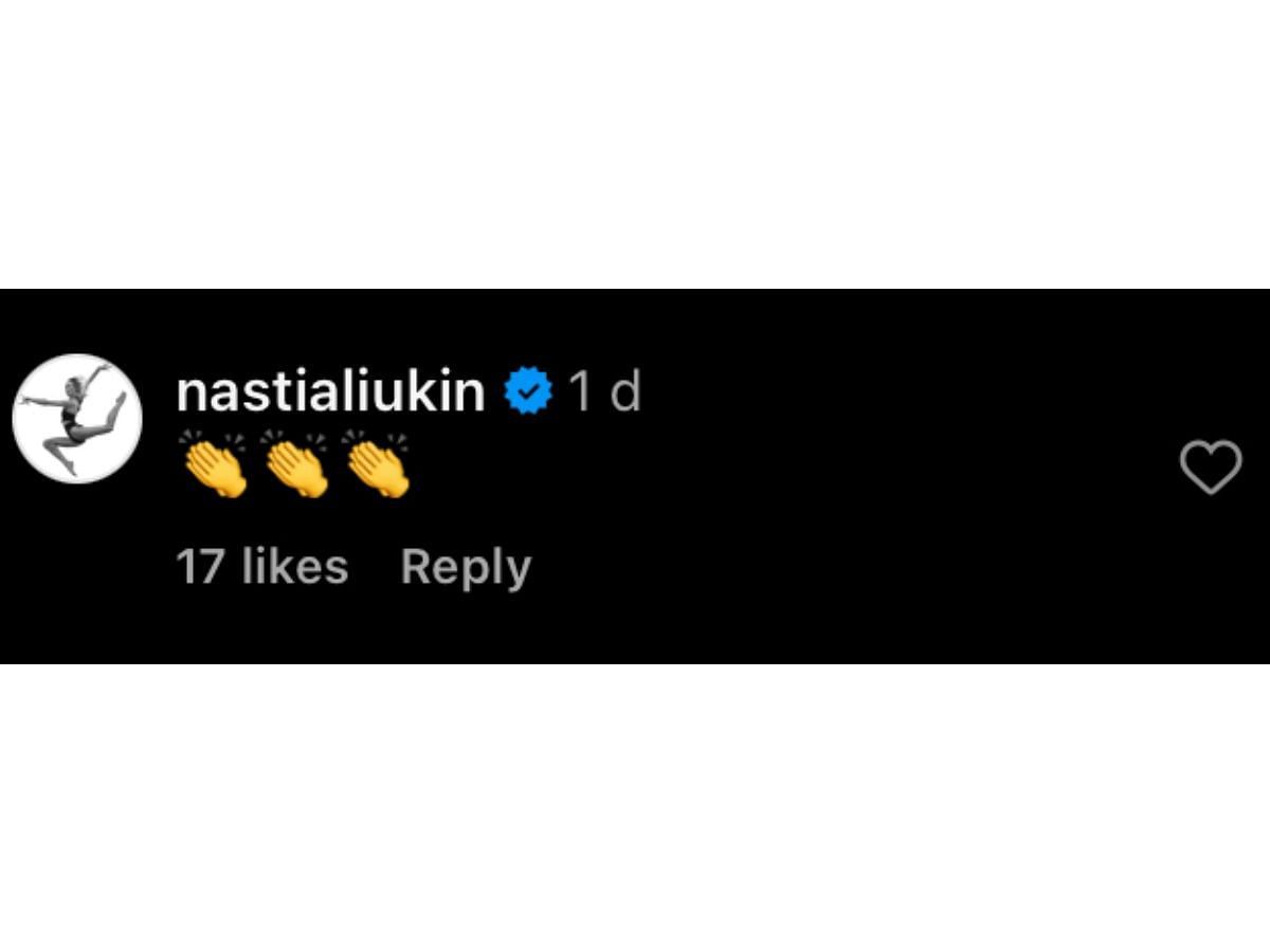 Liukin’s comment on Instagram